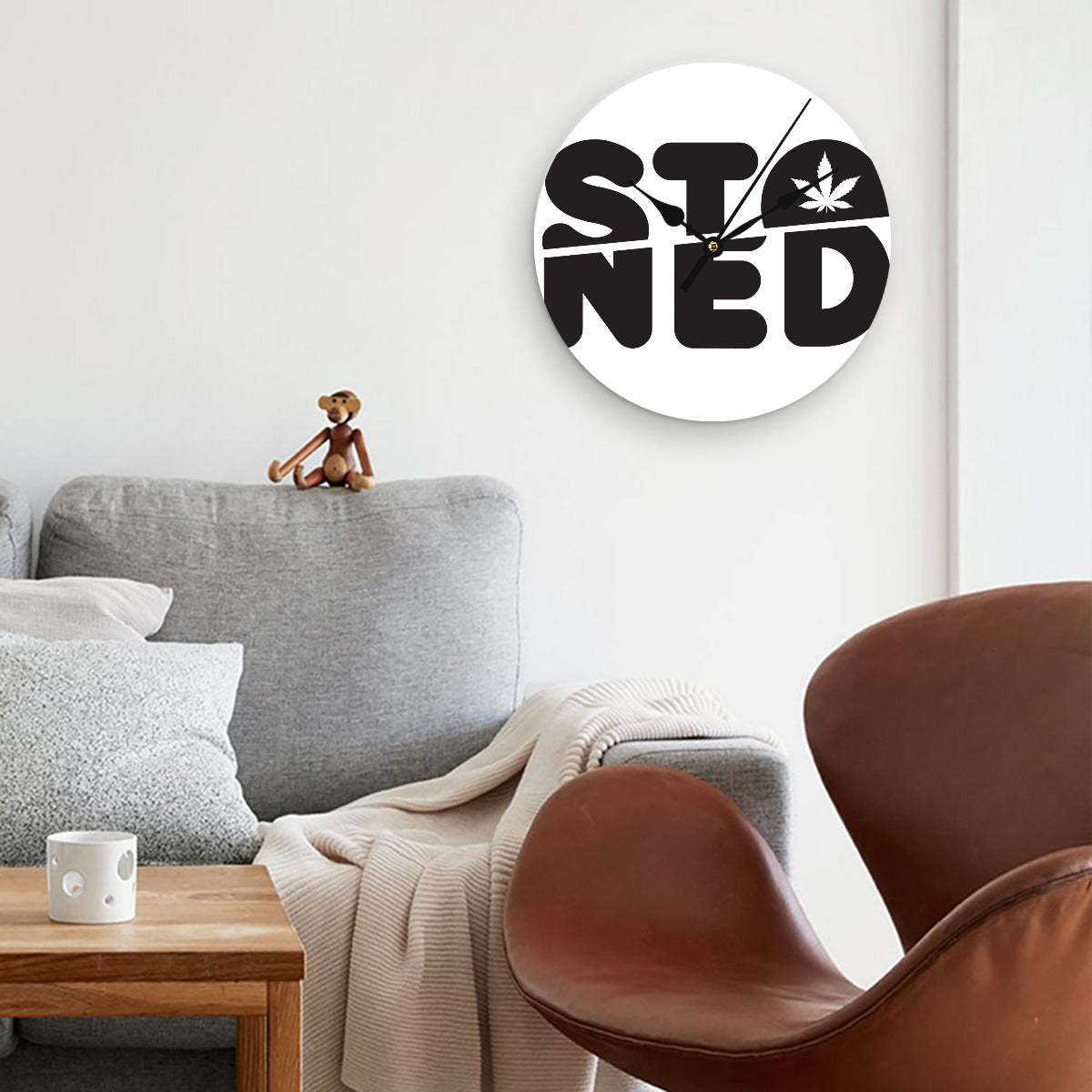 Stoned O'clock | Herb Apparel | Round Shape Wood Clock