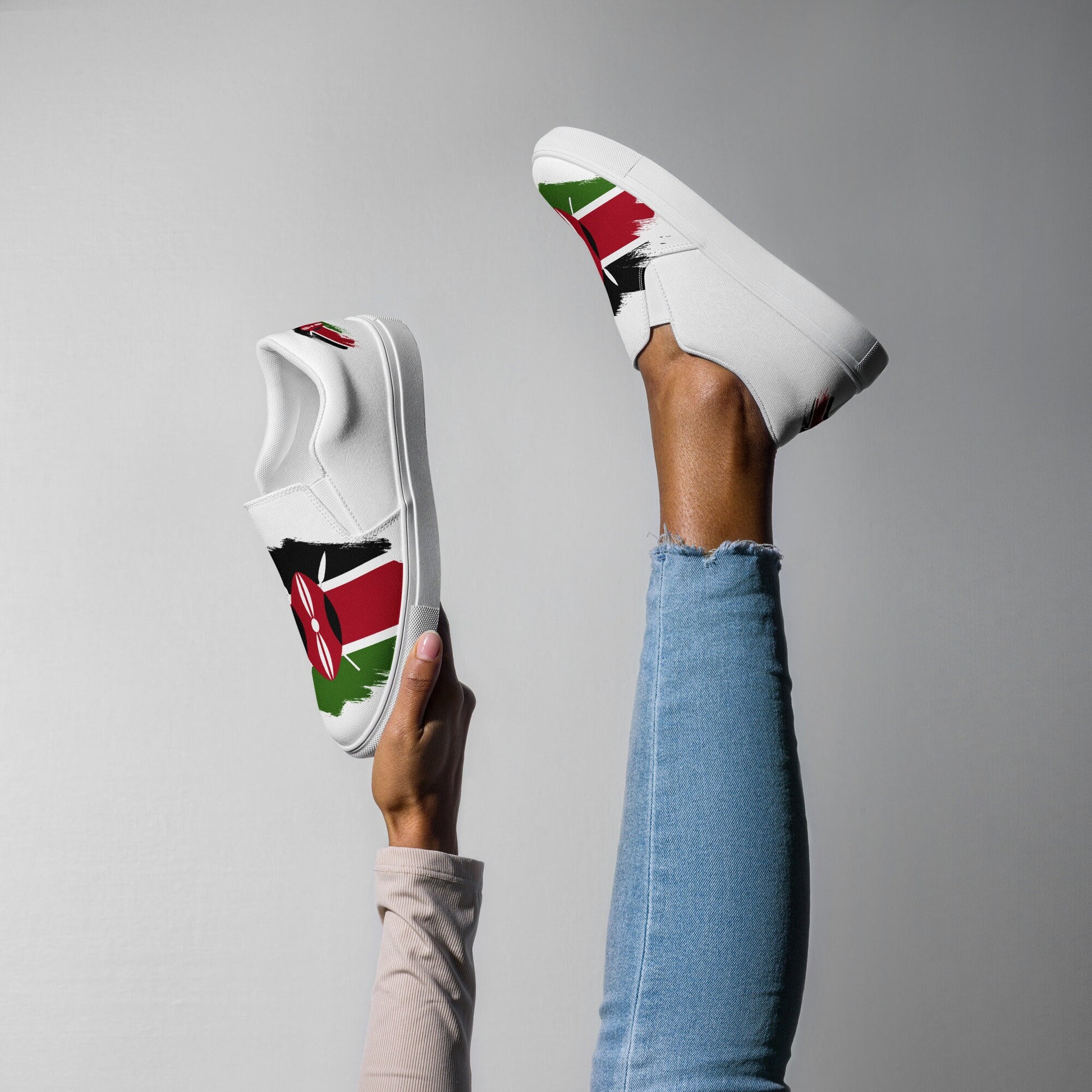 Kenyan Flag Grunge | Proudly Kenyan | Women’s slip-on canvas shoes