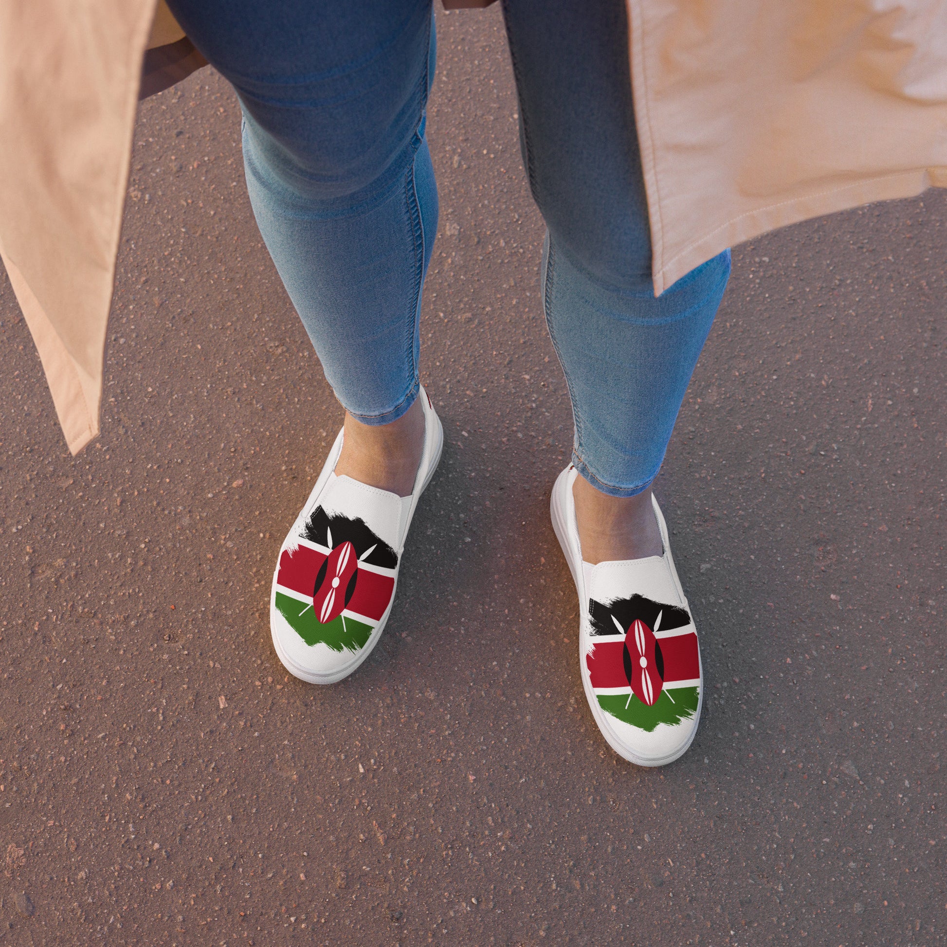 Kenyan Flag Grunge | Proudly Kenyan | Women’s slip-on canvas shoes