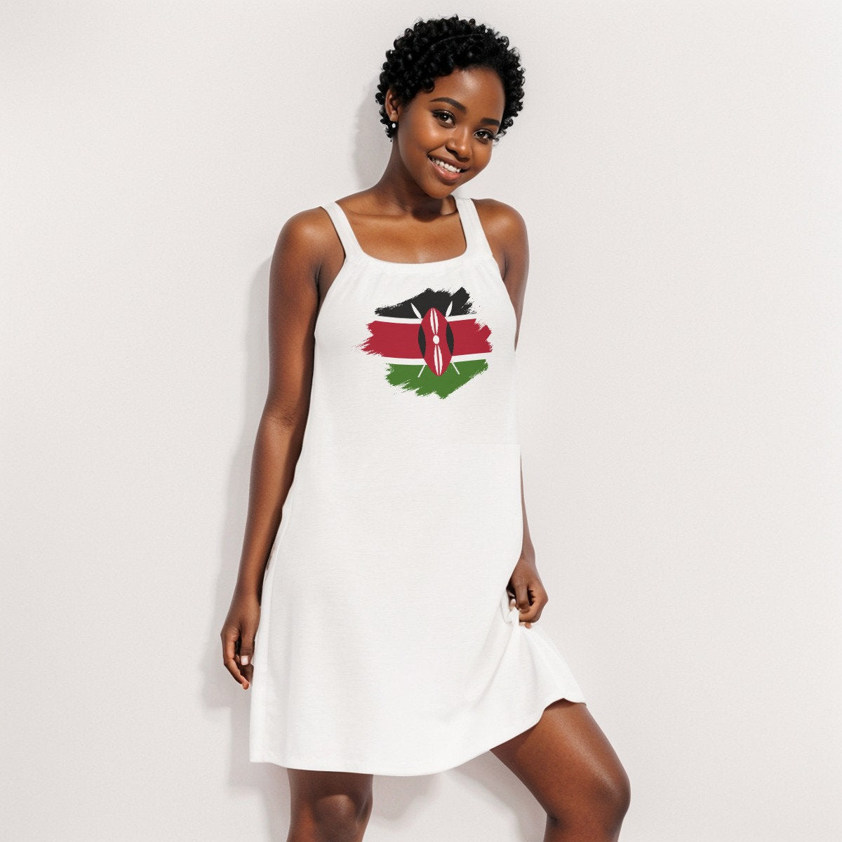 Kenyan Flag Grunge | Women's Sleeveless Cami Dress