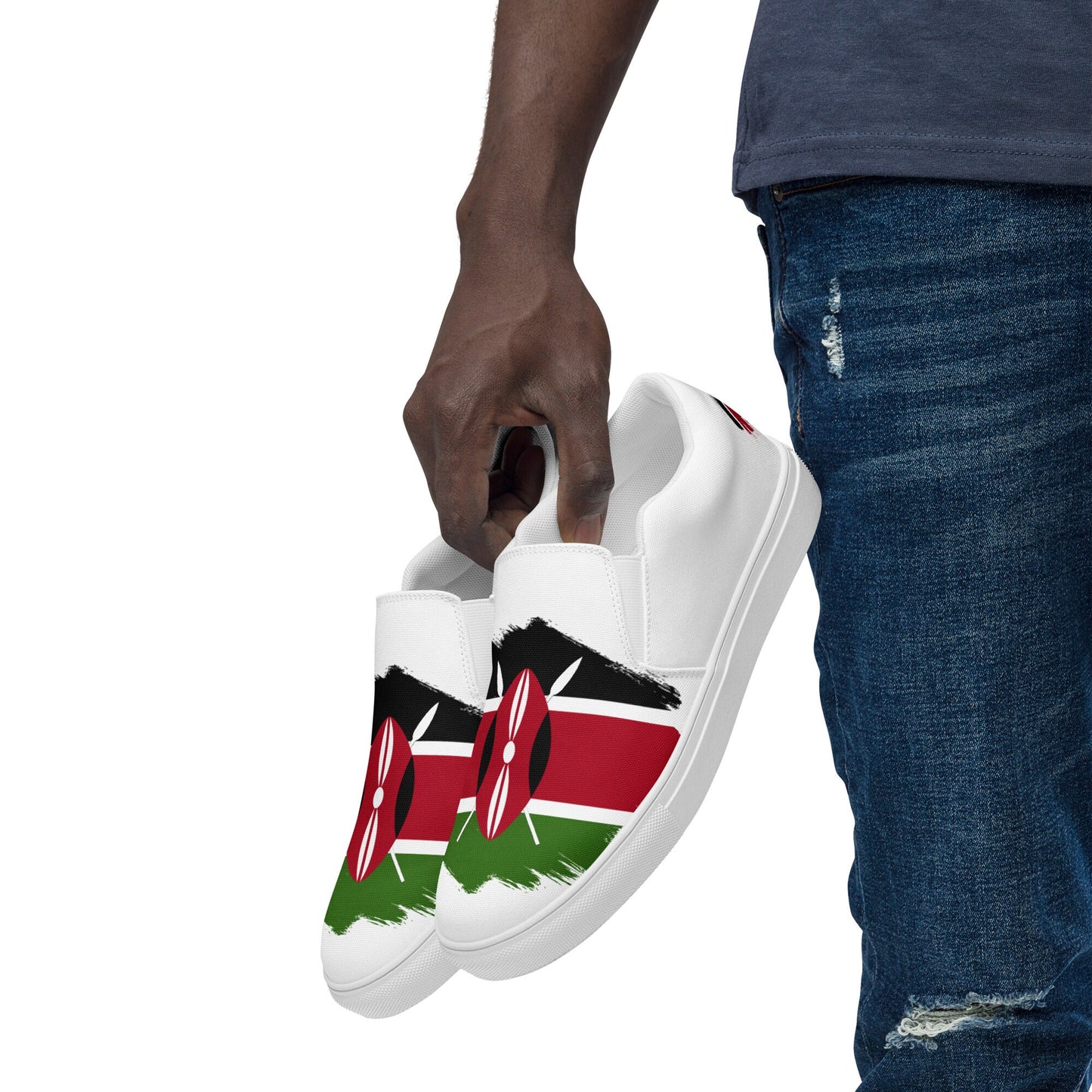 Kenyan Flag Grunge | Proudly Kenyan | Men’s slip-on canvas shoes