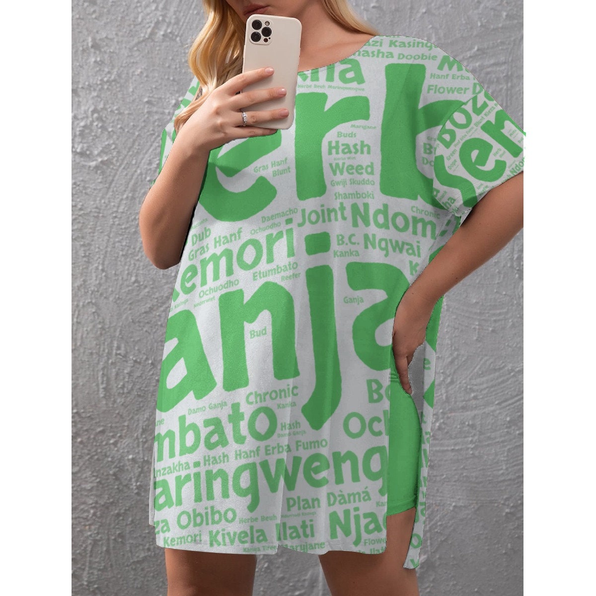 Herb Apparel | Women's Drop-Shoulder T-Shirt with Side Split and Shorts (Plus Size)